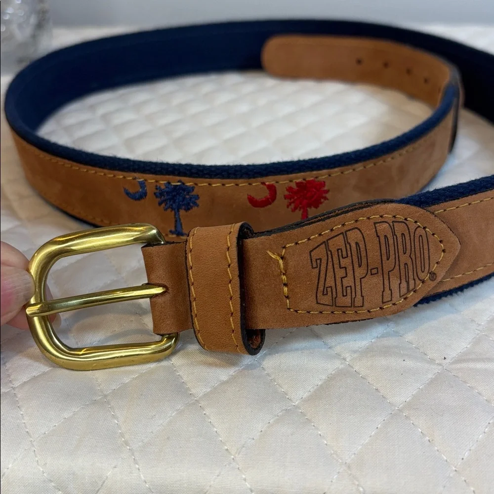Zep-Pro Canvas and Leather Belt South Carolina Moon and Palm Tree Designs